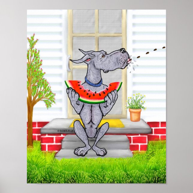 Pôster Grande Dane SPIT Azul (Frente)