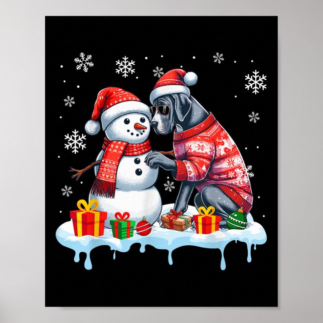 Poster Grande Dane Sungles Sweater Construiu Snowman Xmas (Frente)