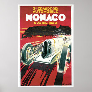 Poster grande das viagens vintage de Monaco Prix