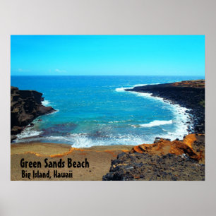 Poster grande de Havaí da ilha da praia verde das