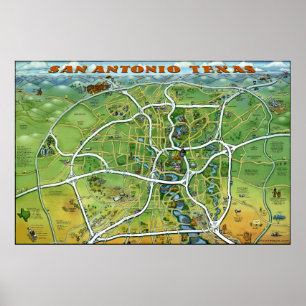 Poster Grande de San Antonio Texas