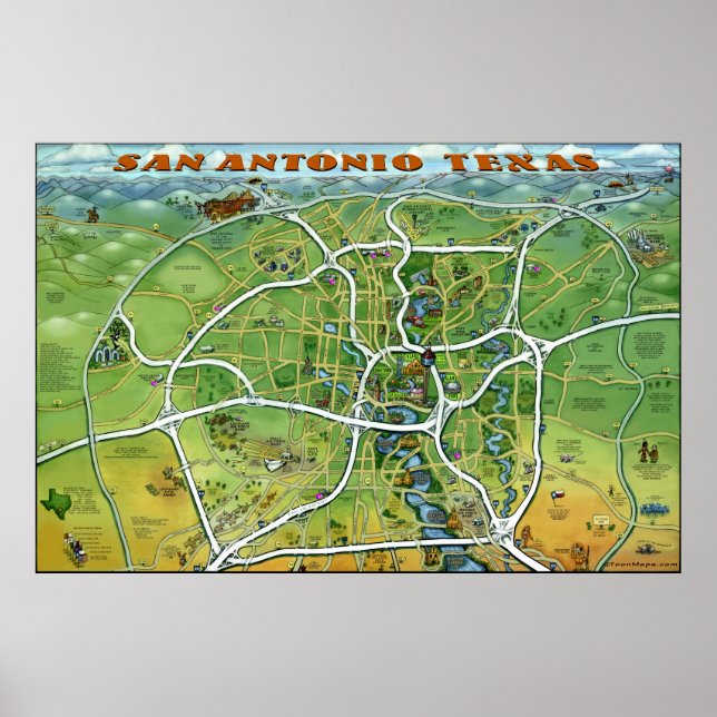 Poster Grande de San Antonio Texas (Frente)