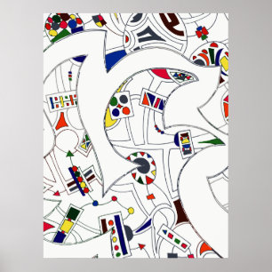 Pôster Grande desenho abstrato da tinta