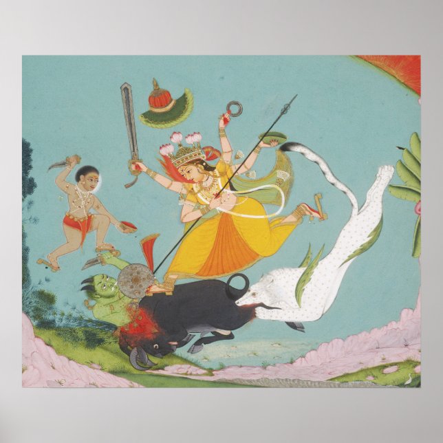 Poster Grande Deusa Durga Matando o Demônio Búfalo (Frente)