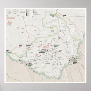 Poster grande do mapa da curvatura (Texas)