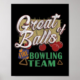Poster Grande Equipe de Boliche do Fogo Camisa de Pin Vin