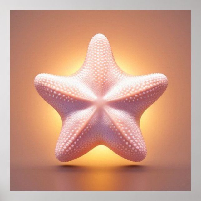 Poster Grande Estrela-do-Mar Rosa (Frente)
