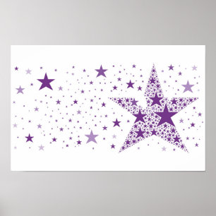 Poster Grande Estrela feita de Pequenas Estrelas em Púrpu