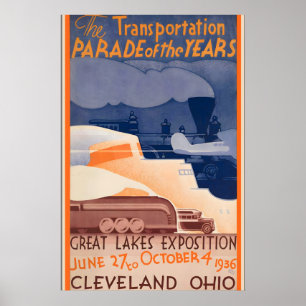 Poster Grande Exposição dos Lagos 1936 Cleveland Ohio Uni