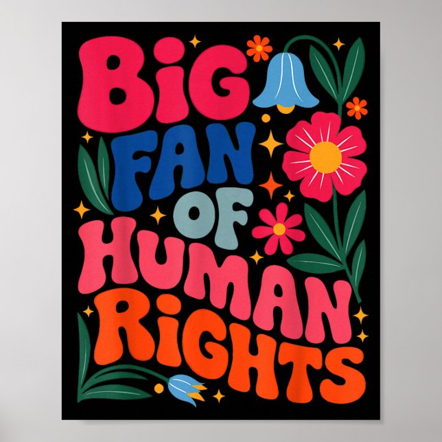 Poster Grande Fã dos Direitos Humanos Boho Floral  (Frente)