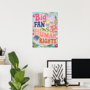 Poster Grande Fã dos Direitos Humanos Citação Floral Retr