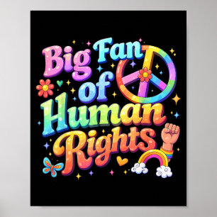 Poster Grande Fã dos Direitos Humanos Floral Arco-Íris Re