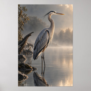 Poster Grande Garça Azul na Arte de Parede de Vida Selvag
