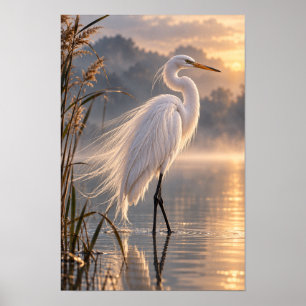 Poster Grande Garça em Arte de Parede da Vida Selvagem Né
