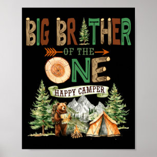 Poster Grande irmão do um feliz acampante aniversário de 