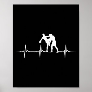 Poster Grande Kickboxer Muay Thai Coração Batendo Treinam