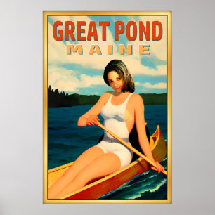 Poster Grande Lago Maine Cartaz de Viagem New England