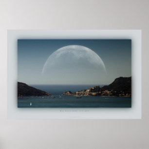 Poster Grande lua sobre o mar