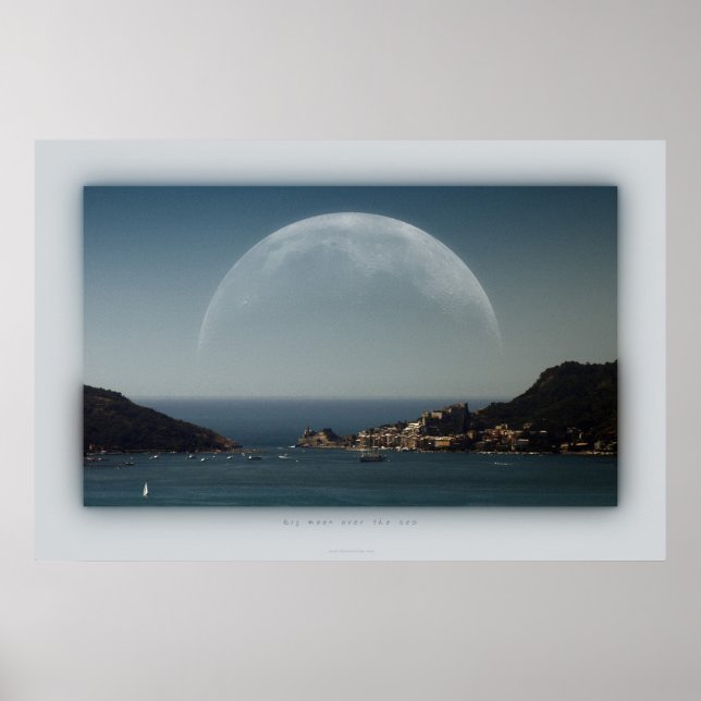 Poster Grande lua sobre o mar (Frente)