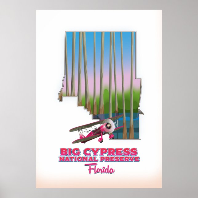 Poster Grande mapa da reserva nacional de cypress Florida (Frente)