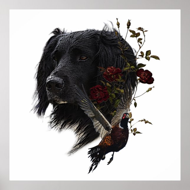 Poster Grande Munsterlander com faisão (Frente)