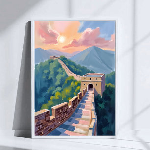 Poster Grande Muralha da China   Pintura de Viagem