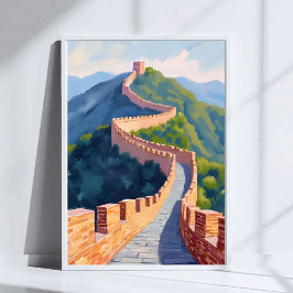 Poster Grande Muralha da China Pintura Viagem