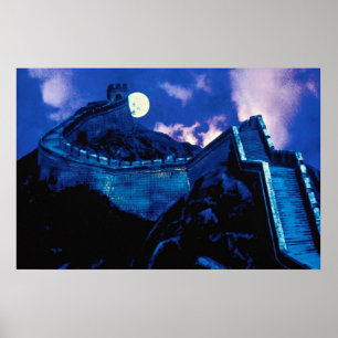 Pôster Grande Muralha de China com lua