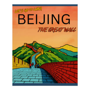 Pôster Grande Muralha Pequim China viagem
