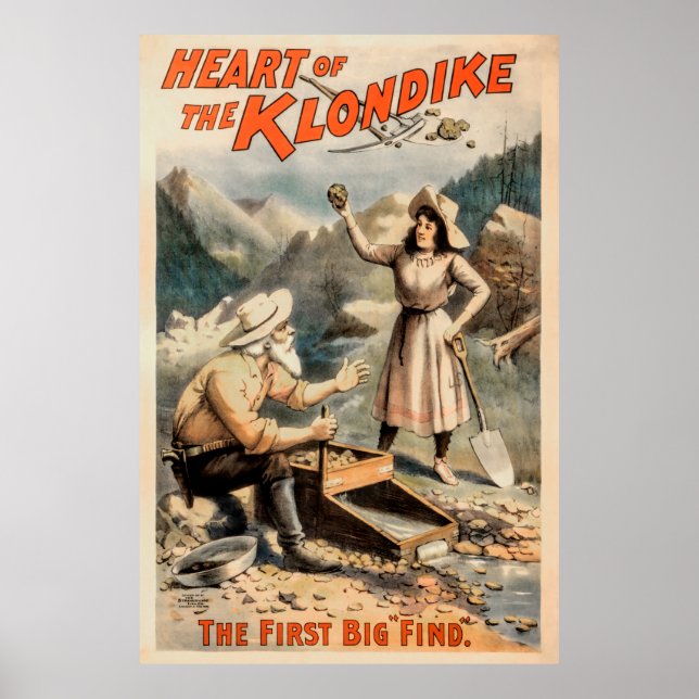 Poster Grande Nugget Dourado encontrado em Klondike 1897 (Frente)