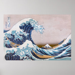 Poster Grande Onda de Tsunami ao largo de Kanagawa Japão 