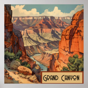 Poster Grande Paisagem do Sudoeste do Canyon Vintage