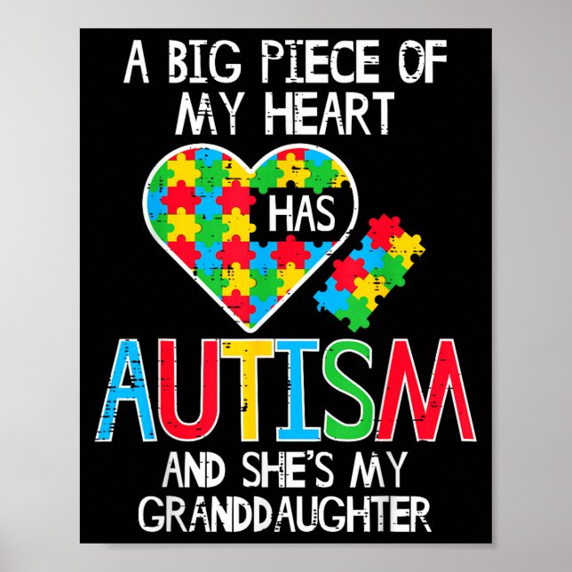 Poster Grande Parte Do Meu Coração Tem Neto Com Autismo A (Frente)