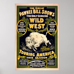 Pôster Grande Pawnee Bill1903 - oeste selvagem do vintage