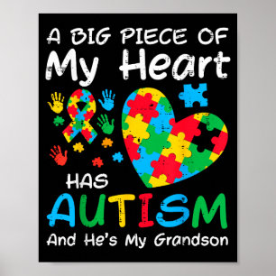 Poster Grande pedaço coração tem neto autismo conscientiz