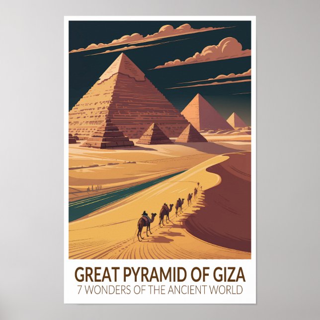 Poster Grande Pirâmide de Gizé Sete Maravilhas do Mundo (Frente)