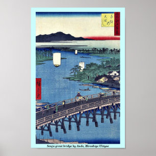 Pôster Grande ponte de Senju por Ando, Hiroshige Ukiyoe