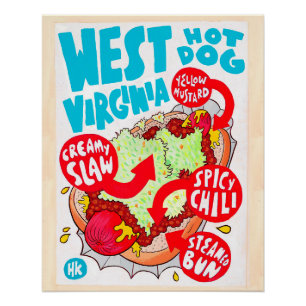Pôster Grande Poster do Cachorro Quente de West Virginia 