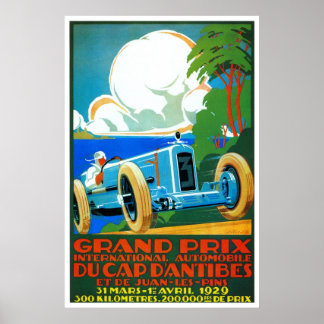 Poster Grande Prêmio da Vintage de Carros de Corrida em F