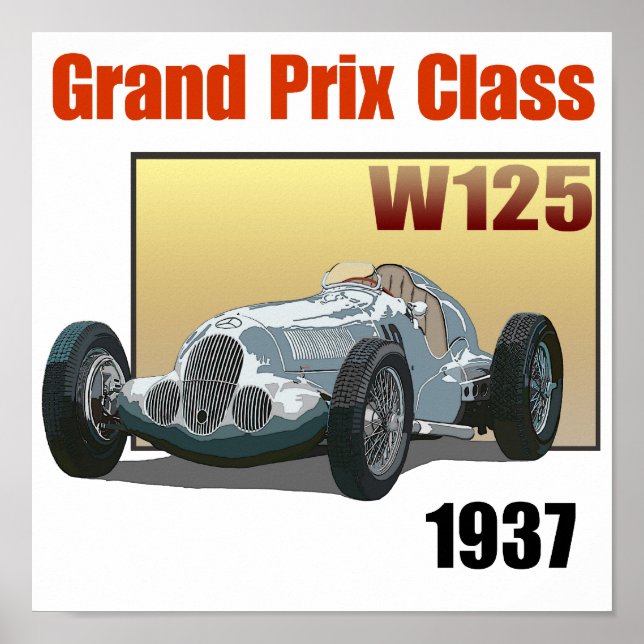 Pôster Grande Prêmio de 1937 Classe W125 (Frente)