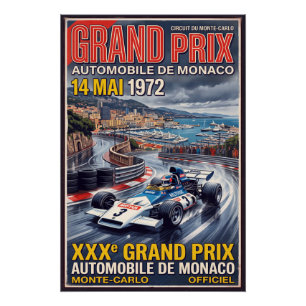 Pôster Grande Prêmio de Mônaco de Corrida Retro