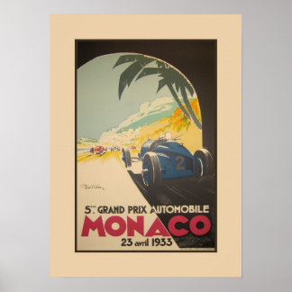 Pôster Grande Prêmio Mônaco de Corrida Automática 1933