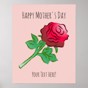 Poster Grande Rosa Vermelha Bonita
