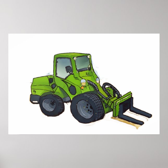Poster Grande telehandler verde empilhadeira (Frente)