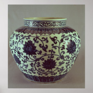 Pôster Grande vaso azul e branco de Ming