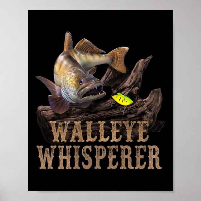 Poster Grande Walleye Com Isca de Pesca Desenhando Walley (Frente)
