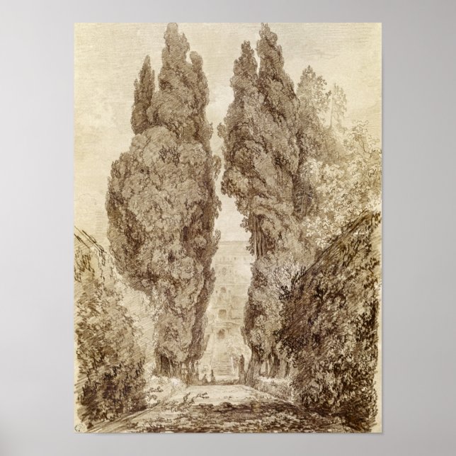 Poster Grandes ciprestes na Villa d'Este (Frente)