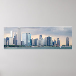 Poster Grandes Imagens Panorâmicas da Silhueta de Chicago