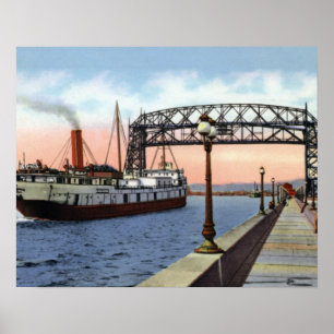 Pôster Grandes lagos da ponte de elevador de Duluth