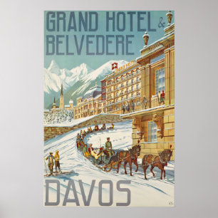 Poster Grandhotel Belvedere Davos Graubünden Alpes Suíços